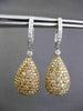 ESTATE LARGE 3.68CT FANCY DIAMOND 18K WHITE & ROSE GOLD PEAR SHAPE DROP EARRINGS