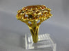 ANTIQUE LARGE 6.20CT AAA CITRINE 18KT YELLOW GOLD 3D OVAL FLOWER RING