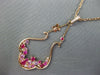 1.90CT DIAMOND & AAA PINK SAPPHIRE & RUBY 14K ROSE GOLD FLOWER TEAR DROP PENDANT