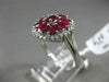 ESTATE LARGE 1.80CT DIAMOND & AAA RUBY 18KT WHITE GOLD 3D HALO FLOWER LOVE RING