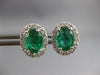 LARGE 2.43CT DIAMOND & AAA COLUMBIAN EMERALD 18KT WHITE GOLD OVAL STUD EARRINGS
