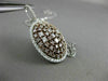 ESTATE LARGE 1.89CT WHITE & PINK DIAMOND 18K 2 TONE GOLD 3D CLUSTER OVAL PENDANT