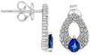 1.50CT DIAMOND & AAA SAPPHIRE 14KT WHITE GOLD 3D OPEN TEAR DROP HANGING EARRINGS