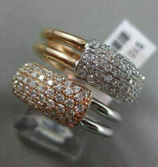 ESTATE LARGE 1.01CT DIAMOND 18K WHITE & ROSE GOLD MULTI ROW RECTANGULAR FUN RING