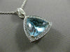 ESTATE LARGE 6.09CT DIAMOND & AQUAMARINE 14K WHITE GOLD 3D TRILLION HALO PENDANT