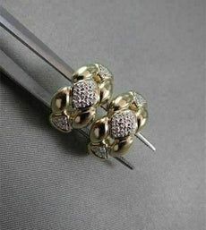 ESTATE LARGE .15CT DIAMOND 14KT YELLOW & WHITE GOLD CLIP EARRINGS 20mm X 11mm