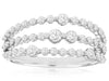 WIDE .86CT DIAMOND 14K WHITE GOLD 3D 3 ROW SHARED PRONG WEDDING ANNIVERSARY RING