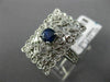 ESTATE LARGE .98CT DIAMOND & SAPPHIRE 14KT WHITE GOLD OPEN FILIGREE FLOWER RING