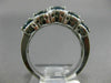 WIDE 1.23CT WHITE & BLUE DIAMOND 14K WHITE GOLD 5 STONE WEDDING ANNIVERSARY RING