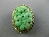 ANTIQUE AAA JADE 14KT YELLOW GOLD 3D HANDCRAFTED OVAL FLOWER FILIGREE PIN BROOCH