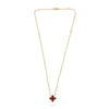1.93CT DIAMOND & AAA RUBY 14KT YELLOW GOLD PEAR SHAPE FLOWER ADJUSTABLE NECKLACE