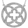 ESTATE .78CT DIAMOND 14KT WHITE GOLD 3D ROUND FLOWER LOVE NECKLACE