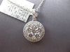 LARGE 1.17CT DIAMOND 18KT WHITE GOLD 3D CLUSTER INVISIBLE HALO FLOATING PENDANT