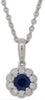 ESTATE .44CT DIAMOND & AAA SAPPHIRE 14KT WHITE GOLD 3D FLOWER FLOATING PENDANT