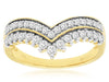 .50CT DIAMOND 14KT 2 TONE GOLD 3D CLASSIC 2 ROW V SHAPE WEDDING ANNIVERSARY RING
