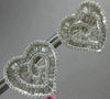 ESTATE LARGE 4.03CT ROUND & BAGUETTE DIAMOND 18KT WHITE GOLD HEART STUD EARRINGS
