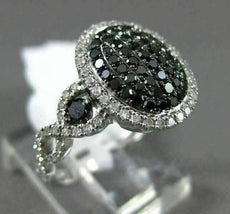 ESTATE WIDE 1.25CT WHITE & BLACK DIAMOND 14KT WHITE GOLD HALO INFINITY LOVE RING
