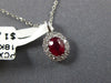 SMALL .62CT DIAMOND & AAA RUBY 18KT WHITE GOLD 3D ROUND & OVAL FLOWER PENDANT
