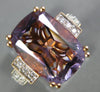 ESTATE LARGE 6.91CT DIAMOND & AAA AMETHYST 18K ROSE GOLD CUSHION ENGAGEMENT RING