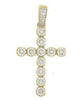 ESTATE LARGE 0.8CT DIAMOND 14KT WHITE GOLD 3D CLASSIC MULTI FLOWER CROSS PENDANT
