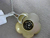 LARGE .31CT DIAMOND & AAA MOTHER OF PEARL 18KT WHITE GOLD DOUBLE FLOWER PENDANT