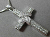 ANTIQUE .30CT ROUND DIAMOND 14KT WHITE GOLD FLOWER CROSS PENDANT & CHAIN #16276