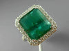 ESTATE LARGE 3.93CT DIAMOND & AAA EMERALD 18KT WHITE GOLD SQUARE ENGAGEMENT RING