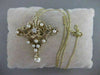 ANTIQUE DIAMOND PEARL 14K YELLOW GOLD OPEN FILIGREE VICTORIAN PIN PENDANT #2360