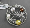 ESTATE LARGE 1.30CT DIAMOND & MULTI COLOR PEARL 18K WHITE GOLD FLOATING PENDANT