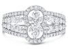 WIDE 1.26CT DIAMOND 18KT WHITE GOLD 3D PAST PRESENT FUTURE FLOWER INFINITY RING