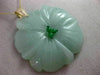 ESTATE EXTRA LARGE AAA JADE 14K YELLOW GOLD 3D HANDCRAFTED FLOWER PENDANT #26192