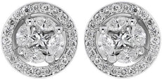 .61CT DIAMOND 18KT WHITE GOLD 3D ROUND MARQUISE & PRINCESS CLUSTER STUD EARRINGS