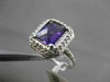 ESTATE LARGE 4.96CTW DIAMOND & AAA AMETHYST 14KT WHITE GOLD 3D HALO FUN RING