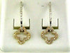 ESTATE .50CT DIAMOND 14KT TWO TONE GOLD CLASSIC CLOVER FLOWER HANGING EARRINGS