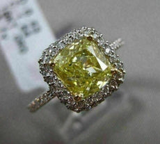 ESTATE 2.07CT GIA FANCY YELLOW DIAMOND 18K WHITE GOLD FILIGREE ENGAGEMENT RING