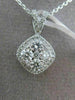 ESTATE .65CT DIAMOND 18KT WHITE GOLD SQUARE CLUSTER HALO FLOATING PENDANT CHAIN