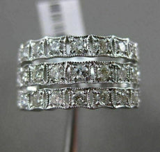 ESTATE WIDE 1.21CT DIAMOND 14KT WHITE GOLD 3 ROW FILIGREE MILGRAIN WEDDING RING