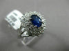 ESTATE WIDE 2.15CT DIAMOND & SAPPHIRE 18K WHITE GOLD DOUBLE HALO ENGAGEMENT RING