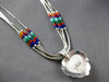 LARGE & LONG AAA MULTI GEM 925 SILVER FILIGREE HEART BY THE YARD NECKLACE #28012