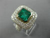 LARGE 6.50CT DIAMOND & COLOMBIAN EMERALD 18KT WHITE GOLD SQUARE ENGAGEMENT RING