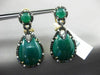 ESTATE LARGE 1.15CT DIAMOND & GREEN AGATE 14K YELLOW GOLD 3D PEAR SHAPE EARRINGS