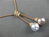 LARGE .30CT DIAMOND & WHITE PINK SOUTH SEA PEARL 18KT ROSE GOLD LARIAT NECKLACE