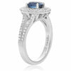 ESTATE 2.05CT DIAMOND & AAA SAPPHIRE 14KT WHITE GOLD DOUBLE HALO ENGAGEMENT RING