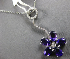 3.15CT DIAMOND & AAA AMETHYST 14KT WHITE GOLD CIRCLE OF LIFE OVAL FLOWER PENDANT