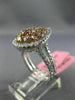 LARGE 2.21CT WHITE & PINK DIAMOND 18KT 2 TONE GOLD PEAR SHAPED ANNIVERSARY RING