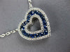 ESTATE LARGE 1.26CT DIAMOND & AAA SAPPHIRE 18KT WHITE GOLD OPEN HEART PENDANT