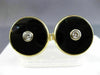 ESTATE LARGE .75CT DIAMOND & ONYX 14K YELLOW CIRCULAR CUFFLINKS & SHIRT STUD SET