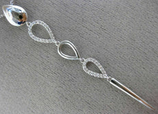 ESTATE LONG .15CT DIAMOND 14K WHITE GOLD 3D TEAR DROP GRADUATING JOURNEY PENDANT