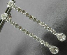 ESTATE LARGE 1.35CT DIAMOND 14K WHITE GOLD 3D TEAR DROP HANGING EARRINGS #25920