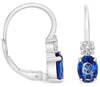 2.08CT DIAMOND & AAA SAPPHIRE 18K WHITE GOLD OVAL & ROUND LEVERBACK FUN EARRINGS